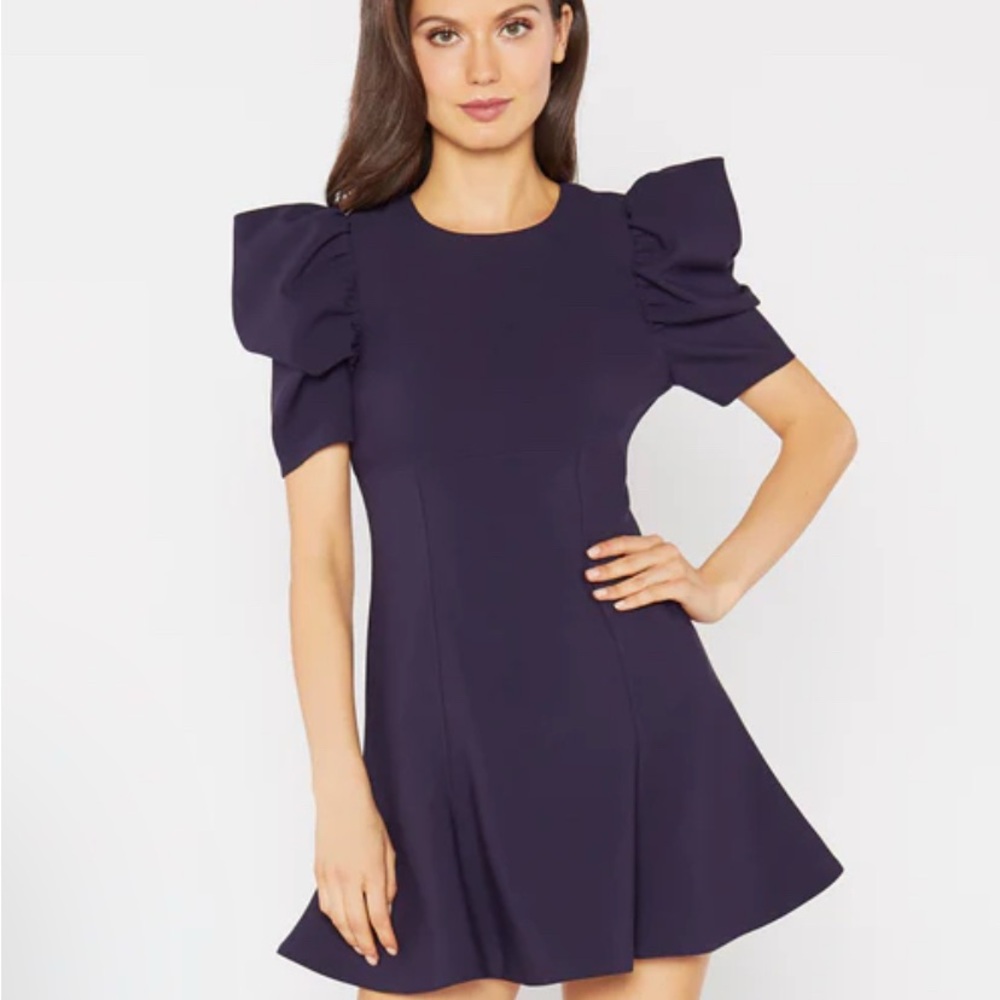 LIKELY Alia Navy Puff Sleeve size 6 Fit and Flare Mini Cocktail Party Dress